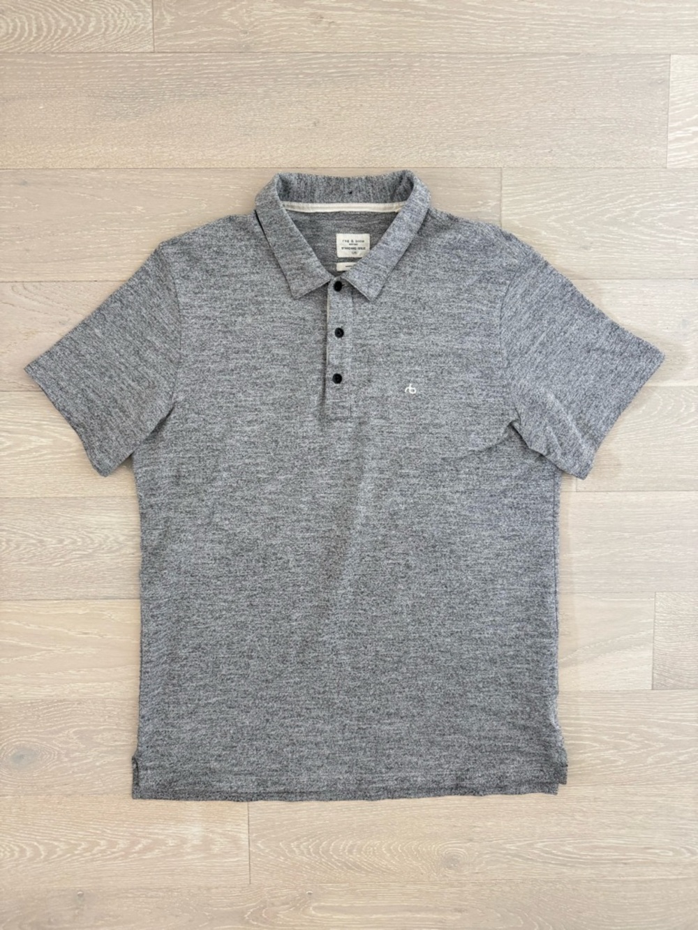 Rag & Bone Heather Gray Short Sleeve Polo Shirt - Size L